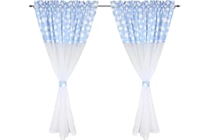 ‎TUPTAM TupTam Kinderzimmer Voile Vorhänge Baby Gardinen mit Tunnelzug Set, Farbe: Wolken Blau, Größe: ca. 140 x 160 cm