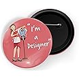 dhcrafts Pin Badges Red Color Profession I'm A Designer Glossy Finish Design Pack of 1