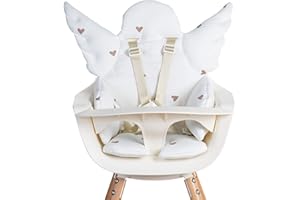 Childhome, Cojín reductor universal compatible con silla alta, silla, asiento de coche, cochecito, aberturas para pasar, arnés de seguridad, 100% algodón, oro corazón