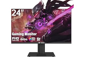 CRUA Gaming Monitor 24 Inch 144HZ/165HZ PC Monitor, Full HD 1080P Frameless Computer Monitor, 1ms GTG with FreeSync, 100% sRGB Colour Circumference, Eye Protection, DP, HDMI