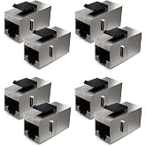 deleyCON 8x Cat6a Keystone Module Coupler for Patch Cable 10 Gbit/s - Shielded Connector, 2x RJ45 Female - for Patch Panel/Ke