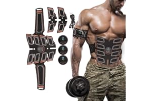 ‎HURRISE BAUCHMUSKELTRAINER ELEKTRISCH - EMS Muskelstimulator mit 15 Kraftstufen, EMS Trainingsgerät für Herren Damen, Bauch Muskel Trainer für Bauch Arm Bein(6 Modi)(ORANGE)