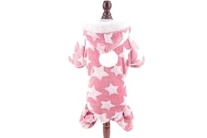 SMALLLEE_LUCKY_STORE Super Soft Pet Fleece Hoodie Pajamas Pjs for Small Dogs Cats Stars Pullover Jumper Boy Girl Warm Winter Jumpsuit Coat Puppy Clothes Chihuahua Yorkie,Pink M