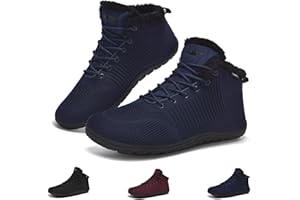 Schuvox Bottines Hiver Barefoot Imperméable Femme Homme Chaussures D'hiver Chaudes Fourrées Confortable Antidérapante Boots Semelle Zéro Drop