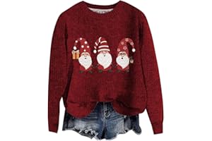 NIUREDLTD Damen Weihnachtspullover Rundhalsausschnitt Langärmeliger Modischer Strickpullover Spaß Loses Warmes Wintertop