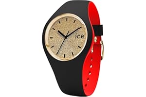 Ice-Watch - ICE loulou Gold Glitter - Czarny damski zegarek z silikonowym paskiem - 007228 (Small)