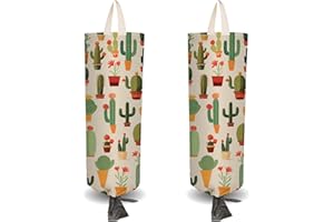 CRASPIRE 2 Soporte de Plástico para Bolsas de la Compra con Forma de Cactus Y 4 Ganchos Reutilizable para Montaje En Pared Resistente para Guardar Bolsas de la Compra de Lona Impermeable Lavable para