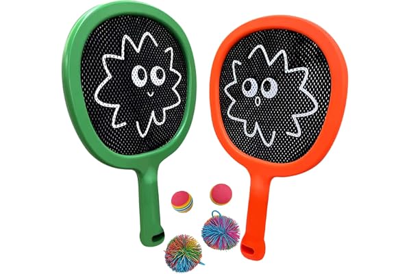 Smartwo Raquette Badminton Enfant, Raquette Tennis Junior, Padel Raquette Légères pour Débutant, Jeux de Exterieur Interieur, Balles et Raquettes de Plage Plastique avec Sac, Kids Rackets