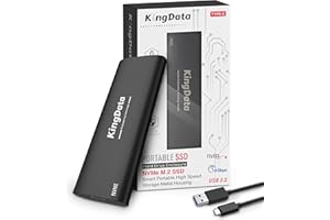 KingData M.2 NVMe SSD Enclosure, Aluminum Tool-Free PCIe Enclosure, 10Gbps M2 USB 3.2 Gen 2 Caddy Adapter for 2230/2242/2260/2280 M.2 NVMe Case with USB C to A Cable Black Support UASP & TRIM