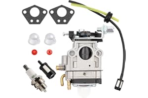 AMZSKU Carburateur Debroussailleuse 52cc 49cc 43cc Carbu Kit avec Joint, Tuyau, Bougie d'allumage et Filtre à Essence