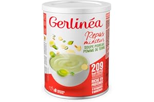 Gerlinéa Soupe Poireau Pomme de Terre - Substituts de repas riche en protéines - Soupe déshydratée - Repas Minceur - contient 8 repas