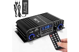 4-kanals förstärkare, 1 200 W, Bluetooth 5.0, 30 Wx4, med USB/mikrofon/FM med fjärrkontroll, integrerad Hi-Fi-högtalarförstärkare för hemmet eller bilen