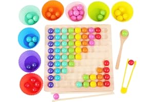 Joyhoop Wooden Rainbow Ball Elimination Game, Montessori Spielzeug ab 2 3 4 Jahre, Kinder Erwachsene Interaktion Puzzle Schach Brettspiele Set, Weihnachten Geburtstagsgeschenke für Jungen Mädchen