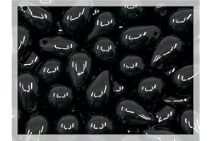 BOHEMIA CRYSTAL VALLEY 50 perline di vetro ceco, 6 x 9 mm, goccia a goccia, colore: nero opaco