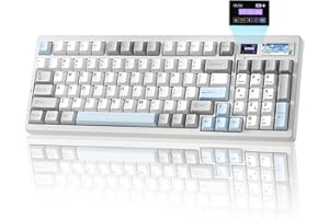 YUNZII IF99 Tastiera meccanica da gioco senza fili con display intelligente LCD, QMK/VIA programmabile BT/2.4G/USB-C Guarnizione montata Hot Swap RGB 96% layout per Mac/Win (bianco, zero linear)