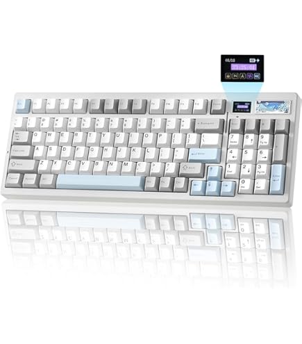 KEMOVE K98 Tastiera Gaming Meccanica, 3 Modalità, Tasti PBT a Doppio Colore, Illuminazione RGB, Batteria 4000mAh Removibile, Hot-Swap, Wireless, Layout 98 Tasti