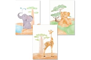 PREMYO Quadri per Camera Bambini - Set di Poster Animali Africa - Stampe da Parete Decorazione Cameretta Neonato DIN A4