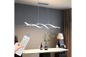 ‎MIKERU Mikeru 120cm LED Pendelleuchten Höhenverstellbar, LED Chrom Moderne Hängeleuchte Esstisch Hängelampe Dimmbar 10% bis 100% Höhenverstellbarer Wave Pendelleuchte Esstisch für Wohnzimmer, Küche