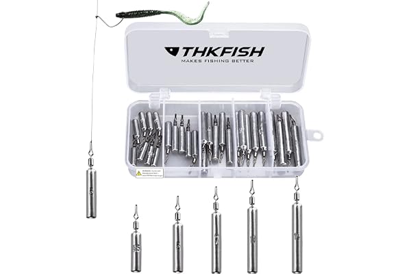 THKFISH Poids de pêche Hameçons Crochets Wacky Crochets Offset Plomb de pêche Poids Drop Shot Plateforme de largage 28pièces 103pièces
