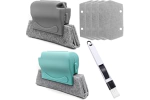 AYWFEY 2er Pack Creative Gap Groove Reinigungsbürste mit 4-teiligem Ersatzreinigungstuch und 1 multifunktionalen Reinigungsbürsten für Kehrschaufeln Schienenecken-Spaltreinigungswerkzeuge für Küchentür