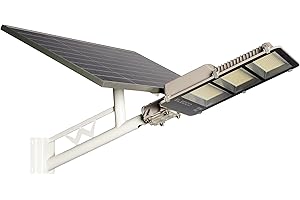 ELEDCO Farola Solar 200W, Foco LED, Panel Solar Orientable, Control Remoto, Sensor de Movimiento (Luz Neutra 4000K, 200 Vatios)