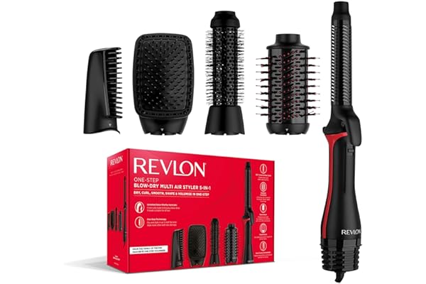 REVLON- 5-EN-1 One-Step Styler multi-usages (têtes amovibles, boucleur, sèche-cheveux, brosse volumisante, brosse coiffante et concentrateur) RVDR5370