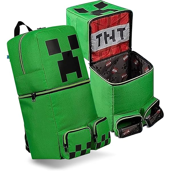 Zaino Minecraft Teen Multi Character - 40x30x14cm, Nero/Verde, Scomparto Laptop, Tasche Esterne - Foto 6