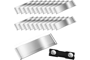 PHOTECT Aluminium Namensschilder mit Starkem Doppelmagnet Professionell Magnet Namensschild mit Papierschlitz Eloxiert Gebogen Transparent Namensschild, Ca. 75 x 25 mm, Silber (50 Stücke)