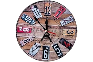JYCCH Horloge Murale de Jardin d'extérieur, Grandes horloges étanches, résistantes aux intempéries, sans tic-tac, à Piles, Horloge décorative pour terrasse, Piscine, clôture, Porche, sal