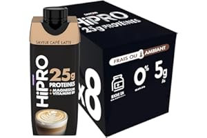 DANONE HIPRO Hipro - Boisson protéinée goût café latte - 330ml - Lot de 8x330ml