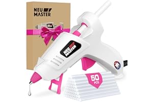 NEU MASTER Hot Glue Gun, Mini Glue Gun Kit 2 Temp Modes with 50pcs Mini Glue Sticks, Hot Melt Glue Gun 20W Grey for Kid, Quick Home Repair, Sticky Balloons, DIY & Crafts and Festival Decorations