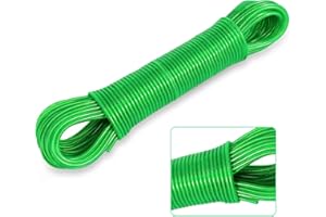 BELIHOME Wäscheleine, 30m Wäscheleine mit Stahlkern Outdoor Heavy Duty Extra Starke Wäscheleinen, Tragkraft von 120kg Rostfrei und Wasserdicht Wäschelseil für Haus und Camping