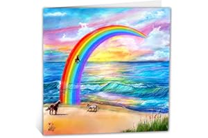 DELIGHTY Rainbow Bridge Pet Bereavement Card - Heartfelt Sympathy Gift for Loss of a Beloved Pet, Memorial Keepsake for Cherished Memories of Dog, Cat, Rabbit (140mm x 140mm)