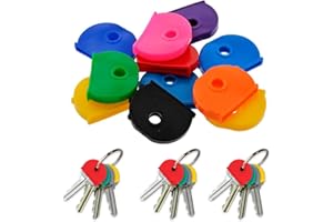 Fabulouz Key Covers| Key Caps Set| Assorted Colors Plastic Key Identifier Coding Label Covers| Easy to Identify Door Keys| Pack of 10