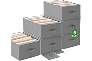 Captainfive Organizador Armario Ropa 6 Piezas, Organizador Cajones de Camisetas Jeans, Cajas Almacenamiento Plegable de Tela con 9 Compartimentos, Apilable, Ahorra Espacio (L, 43 x 30 x 20 cm)