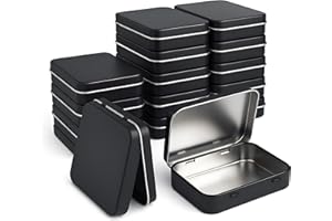 FOREVER BENE Caja de metal pequeña con tapa, 20 latas de metal con tapas, toallitas para lentes, contenedor de almacenamiento, mini caja portátil vacía con bisagras para organizar joyas, manualidades, hierbas,