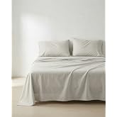GAMUSI Bed Sheet Set 180 x 190/200, 100% Cotton, 4-Piece, Breathable, Soft, Light Grey
