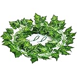 Aibesser Efeu Künstlich, Kunstpflanze Balkon Dekoration Vintage Plastik Pflanze 12 Stück Grün Efeu mit Nylon Kabelbinder Pfla