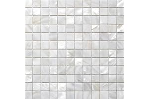 WEIPAI Carreaux de mosaïque de nacre, nature lit fluvial, coque mosaïque carré Blanc 25 mm, blanc, 20x 20MM