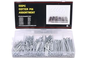 Glarks Assortiment de goupilles à goupilles robustes de 555 pièces : acier galvanisé, argent, goupilles Cotter, goupilles
