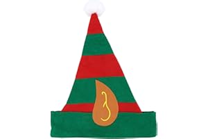HENBRANDT Single Adult/Child Christmas Elf Hat with Pointy Ears One Size Striped Green and Red Felt Elf Hat Xmas Party Novelty Hat Fancy Dress Costume Accessory for Men and Women