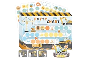 WERNNSAI Potty Training Chart - Construction Toilet Training Reward Chart with 270 Potty Training Stickers Crown Sticker Chart for Girls Toddler Kids Potty Training for Birthday Gift