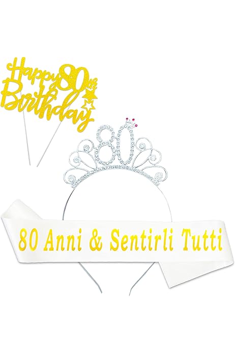 Fascia Per Corona Di Compleanno - Accessorio Per Feste, Decorazione Per 80 Anni, Ideale Come Bomboniera O Regalo - Foto 12