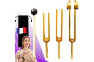 MAJESTIC'S Diapasones terapéuticos profesionales 128hz 432hz 528hz | Pack de 3 de aluminio dorado