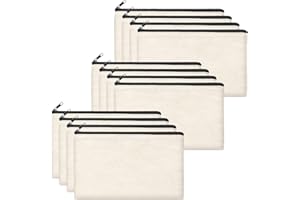 SIMEIXI Blank Stoffbeutel, 12 Stück DIY Blanko Stoff Federmäppchen, Leinwand Kosmetiktasche, Stoffbeutel zum Bemalen,Reise Kosmetiktasche, 21x12cm