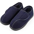 LongBay Men's Diabetic Wide Fit Memory Foam Slippers Comfy Warm Plush Fleece Arthritis Edema Swollen House