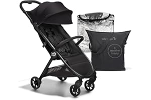 Baby Jogger City Tour 2 Eco Stroller Travel System | Ultra-Lightweight, Foldable & Compact Pushchair Buggy, Carry Bag, Weather Shield & Belly Bar | With Sustainable Fabrics | Black