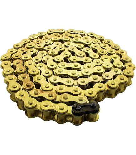 LEXTEK Heavy Duty 530 O-Ring Drive Chain – 102 Links, Gold – For Motorcycles