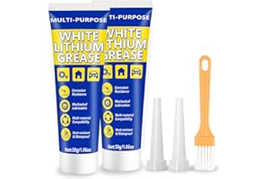ASTRAVOX Weißes Lithiumfett, Mehrzweck-Lithiumschmierfett mit Pinsel für Scharniere, Lager, Zahnräder, ideal für den Einsatz in der Automobil-, Schiffs-, Industrie- und Haushaltsindustrie (1,06 oz) (2)