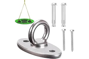 WQNNQW Ceiling Hook, Heavy Duty, M8 Eye Plate Swing Hook, Concrete Ceiling Hanger, Hammock Hanging Hardware Oval Bracket Set, Stainless Steel 304 Wall Eyelet Hook, for Hanging Chair, Sling Trainer, Yoga